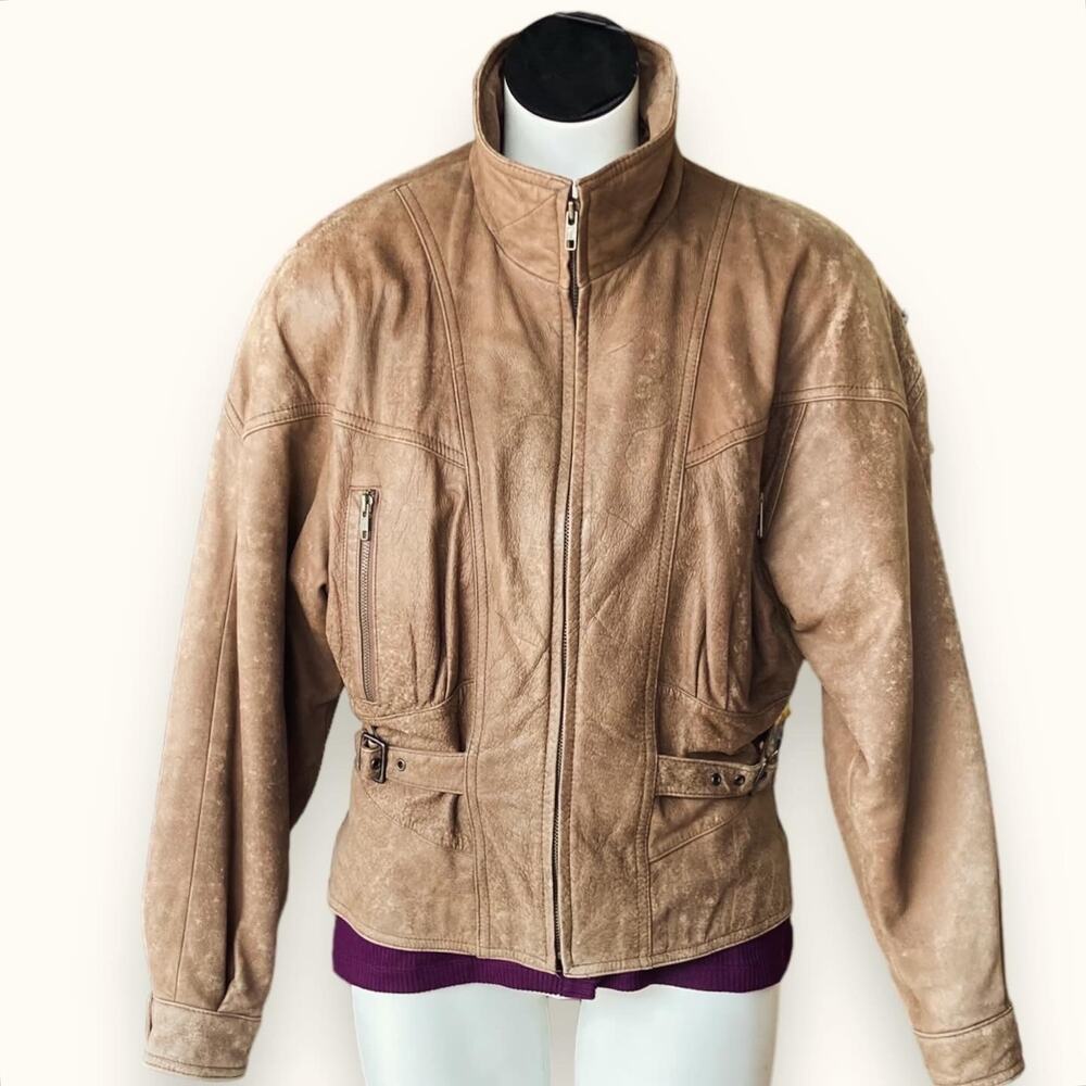 Vintage distressed leather bomber